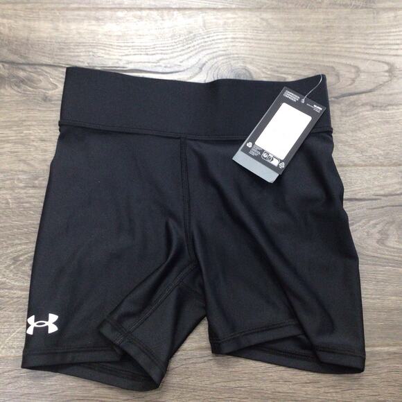 Under Armour Womens Black Team Short 4in Spandex Heatgear Size XS Compression - Picture 1 of 4